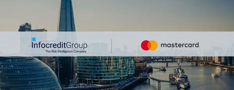 Infocredit Group and Mastercard banner for the Financial Innovation Forum in London.