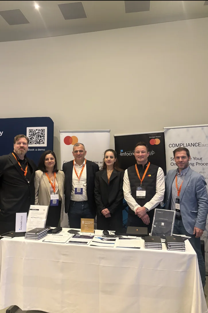 Infocredit Group and Mastercard representatives at their Financial Innovation Forum exhibition stand.